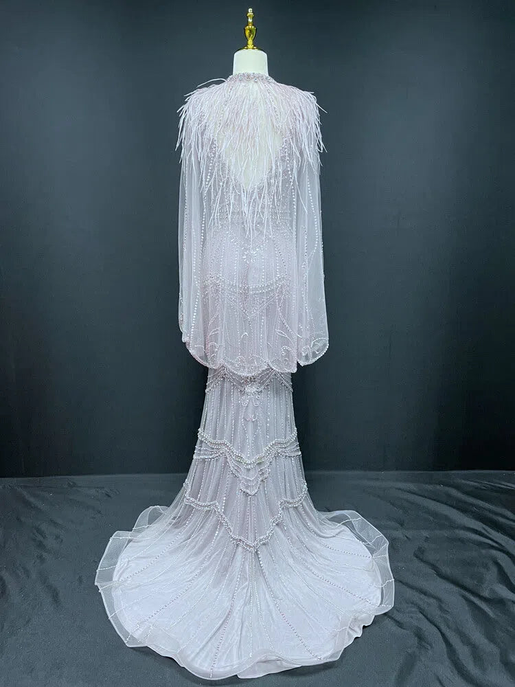 2 Piece Beaded Prom Dresses Vintage 20s Formal Party Dress FD2475-Evening Dresses 2025 -Viniodress-Taupe-US 2-