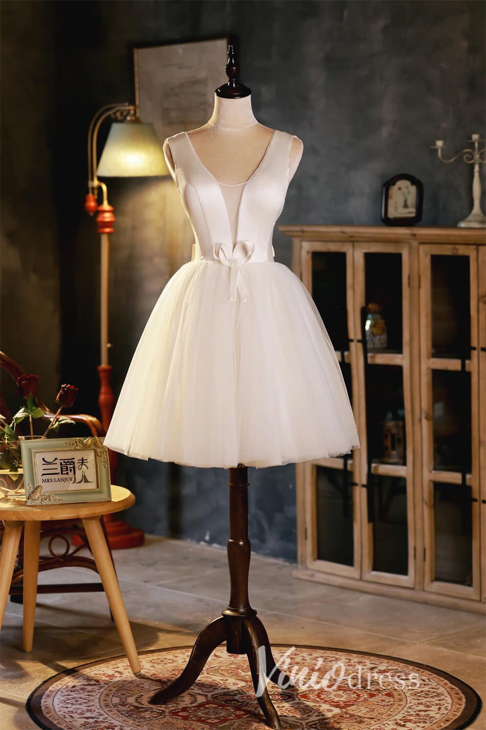Backless Homecoming Dresses Short Graduation Dress with Bow SD1452 – Viniodress