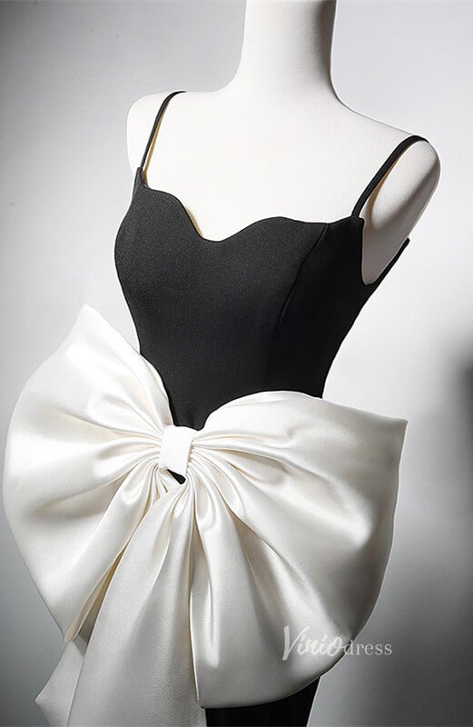 Black Bow Tie Prom Dresses Spaghetti Strap Formal Dress AD1211-prom dresses 2025 -Viniodress-Black-Custom Size-