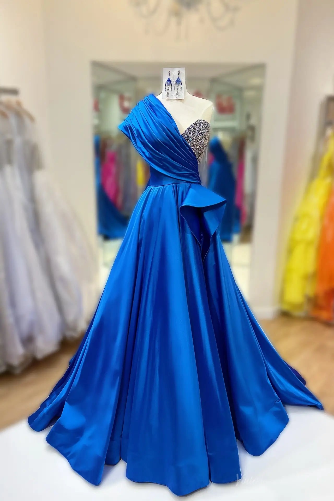 royal blue prom dresses one shoulder Ruched One-Shoulder Satin Ball Gown Dress – AS066 – Viniodress LowStock:43864839520307 Size:40 / Men's 7-7.5 this gown enhances your Agsu Short Sleeve Shirt