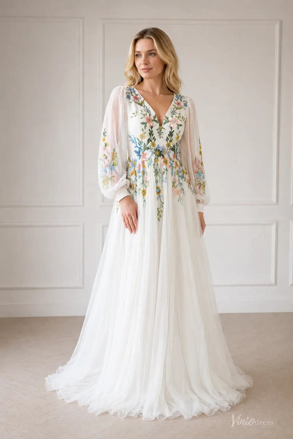 Colored Botanical Wedding Dress