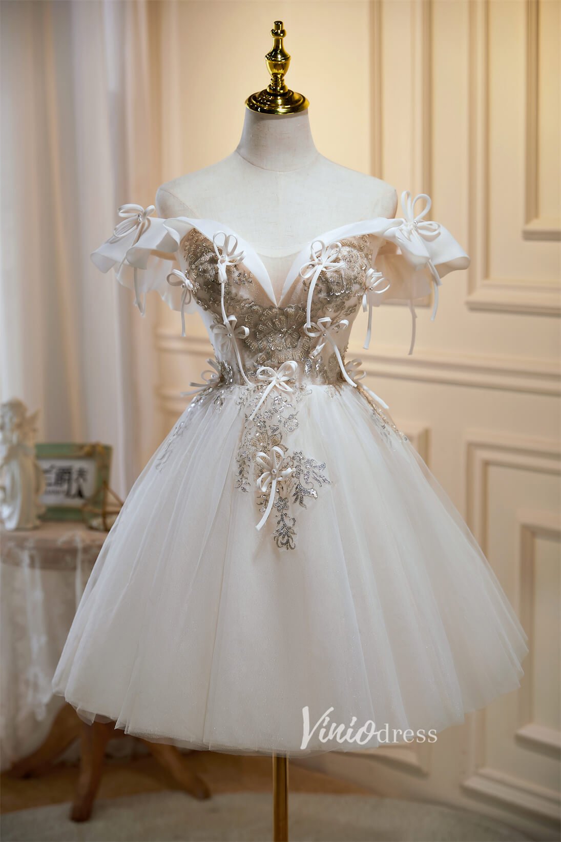 Cute Off the Shoulder Homecoming Dresses Short Graduation Dress SD1502 – Viniodress