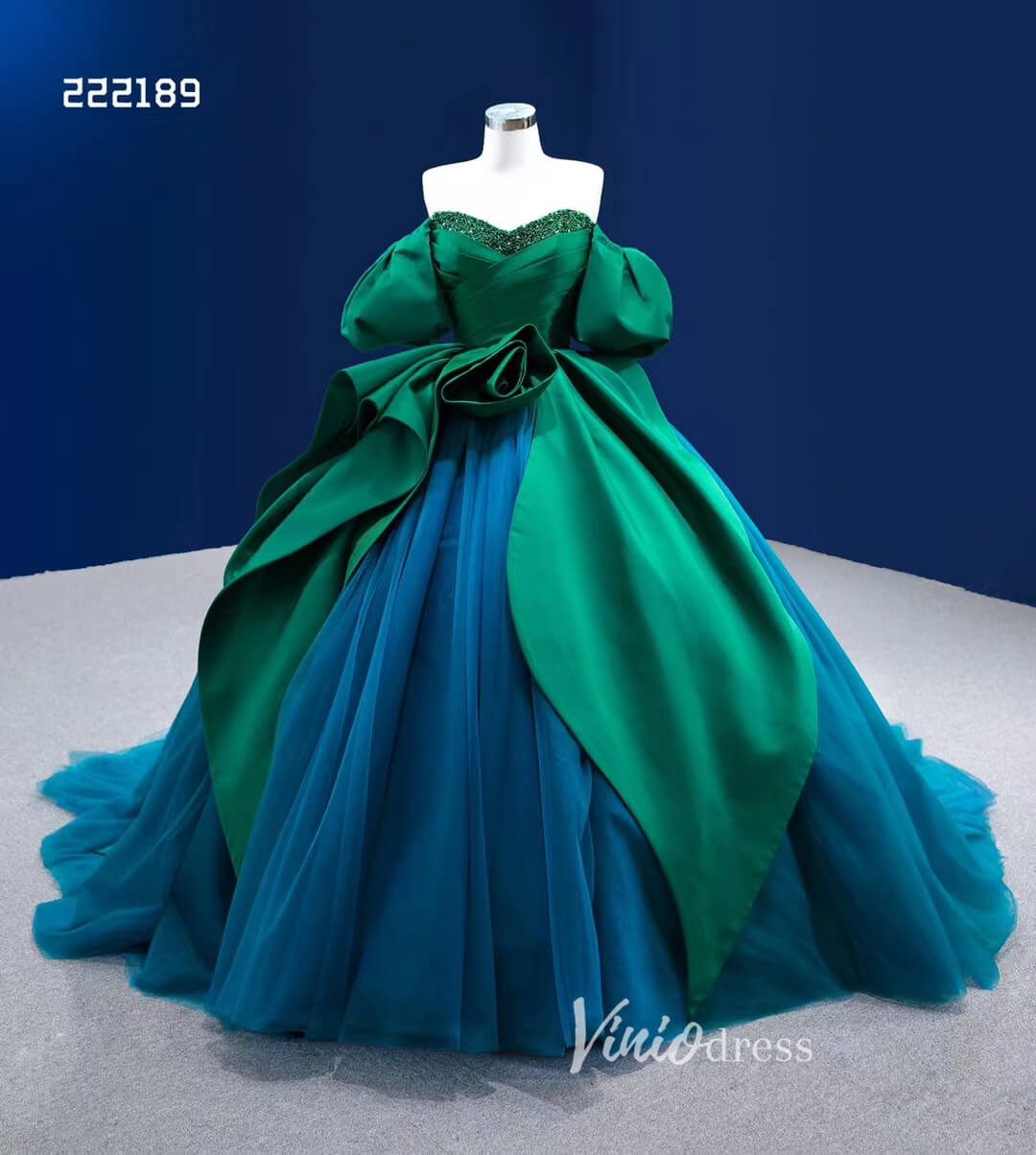 Green Peacock Wedding Dress Sweet 16 Dress Cinderella Ball Gown 222189 – Viniodress