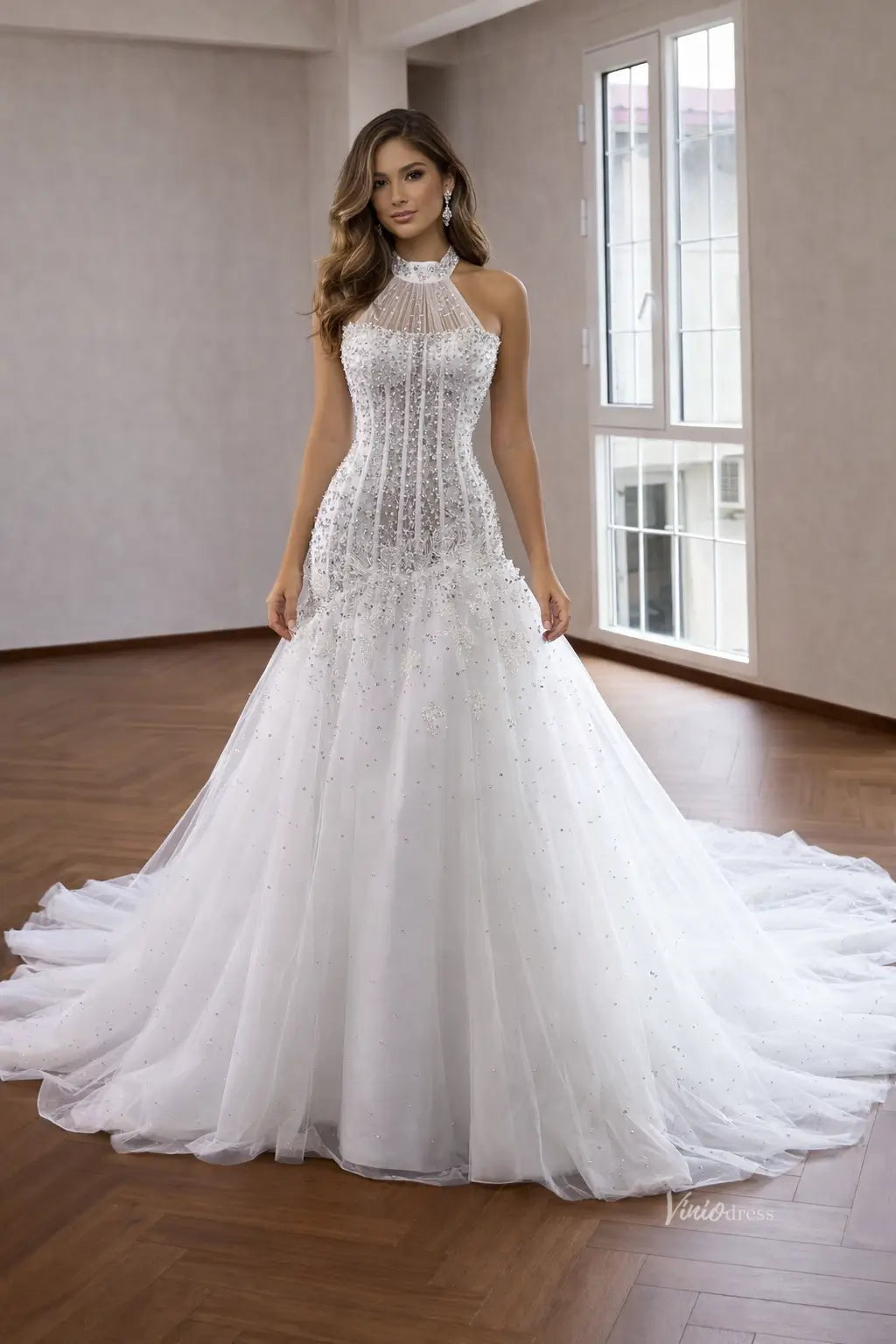 beaded halter wedding dress Ivory Pearl Mermaid with Illusion Neck and Sheer Corset Bodice – 261020 Pattern format:PDF SIZES 12-30 / D CUP silhouette_Separates cute casual black dresses creating a luxurious and