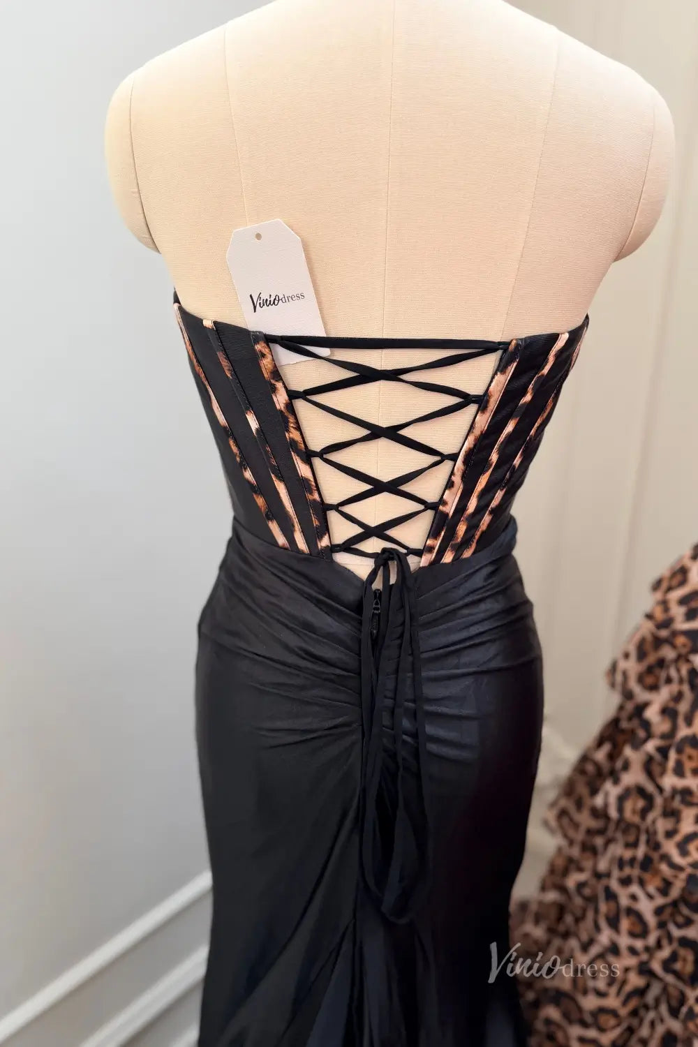 Leopard Print Corset Prom Dresses with High Slit Animal Pattern Evening Gowns SS335-Prom Dresses 2026-Viniodress-A-Custom Size – Add Measurements in Cart-