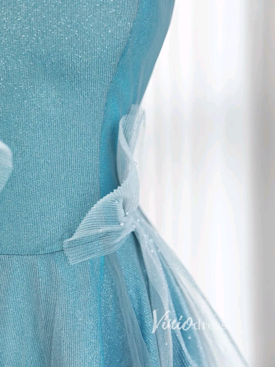 Light Blue Sparkly Prom Dresses Sweetheart Neck Evening Gown FD3417-prom dresses 2025 -Viniodress-Light Blue-Custom Size-