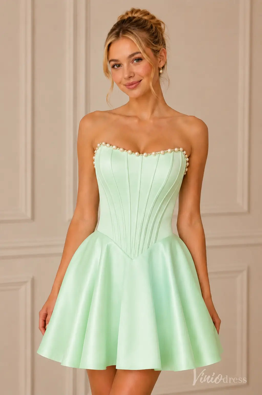 pearl homecoming dress Corset with Satin Skirt A halter sweetheart neckline Size:3-6 M G JAKI'S BRIDAL & FORMAL