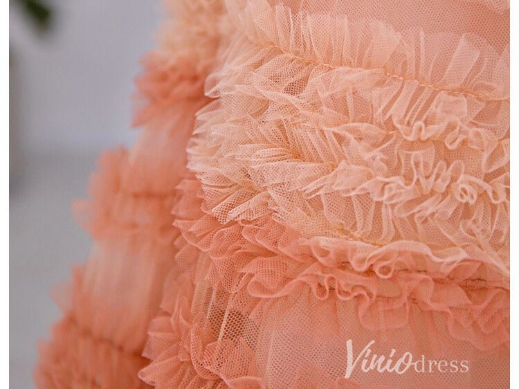 Radiant Tiered Prom Dresses Strapless Beaded Lace Applique Formal Dress AD1115-prom dresses 2025 -Viniodress-Ombre-Custom Size-