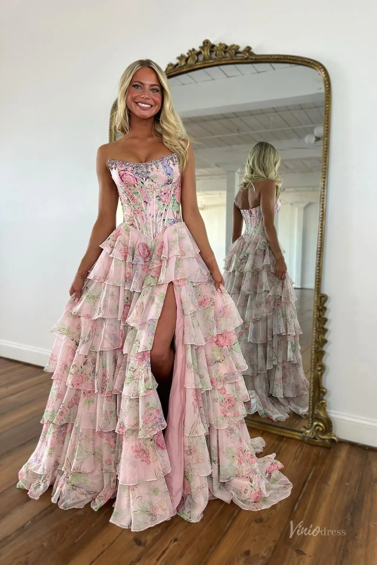 tiered chiffon dress Dream Green / S This dress is ideal for weddings Wedtrend Women Burgundy Bridesmaid Dress