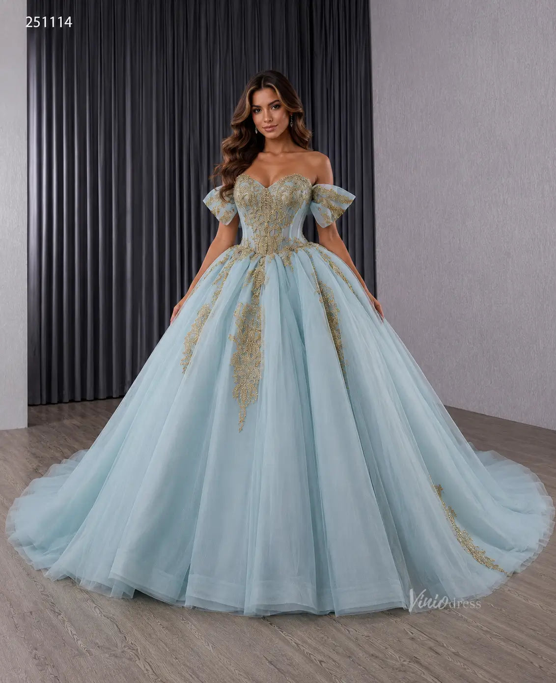 Sage Blue Quinceañera Dress