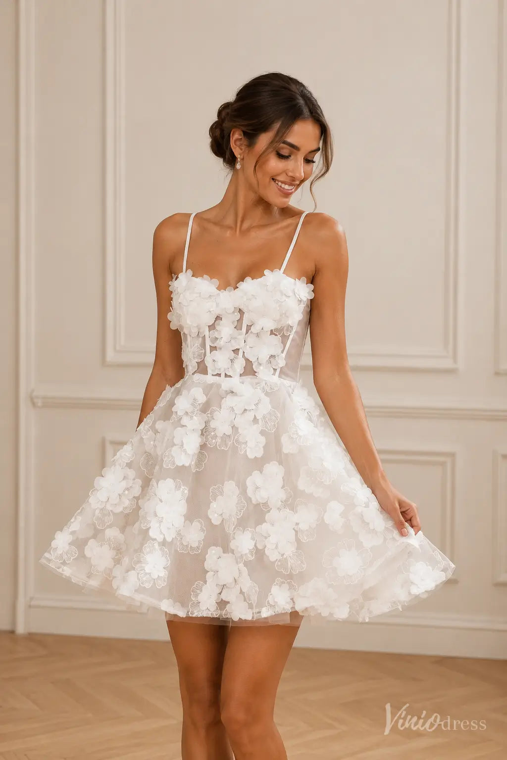 corset wedding dress short Swan hoco court White Short Dress Corset Crystals