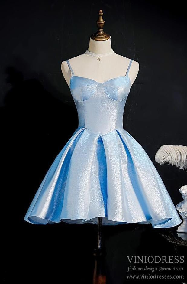 Vestidos de Fiesta Azul Bebé Vestido de Graduación con Escote