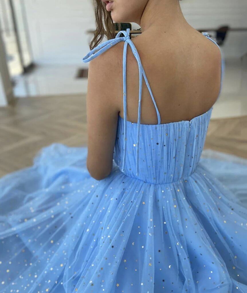 Baby Blue Midi Long Prom Dress Starry Maxi Dress FD2659-prom dresses 2025 -Viniodress-Light Blue-Custom Size-