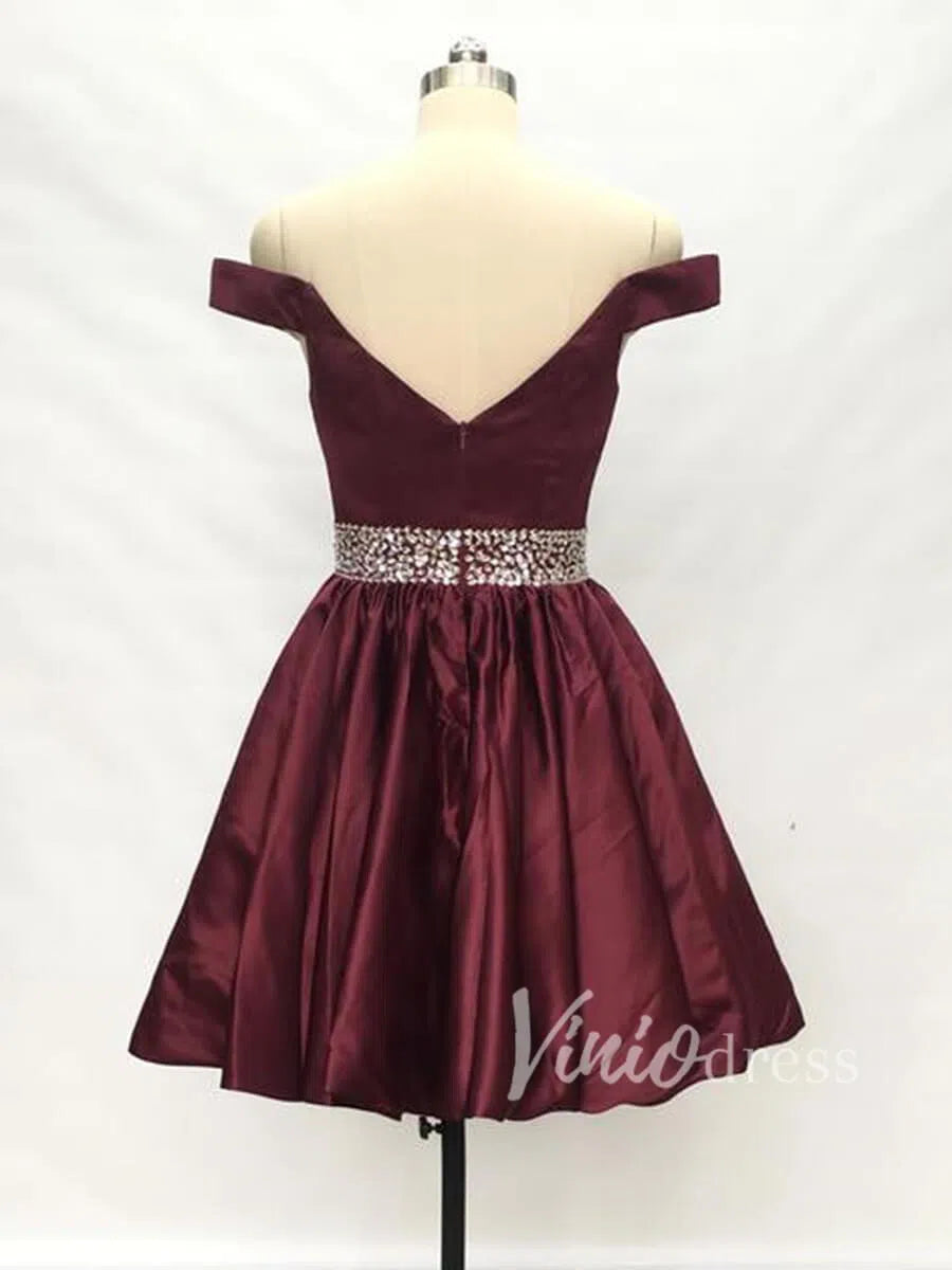 Beaded Burgundy Homecoming Dresses with Pockets SD1119-Homecoming Dresses 2025 -Viniodress-Burgundy-Custom Size-