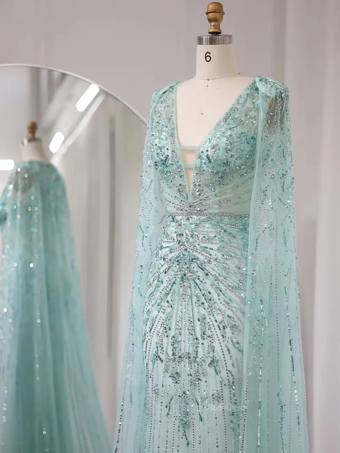 Beaded Cape Prom Dresses Elegant V-neck Formal Dresses Sheath BD049-Evening Dresses 2025 -Viniodress-Lavender-US 2-