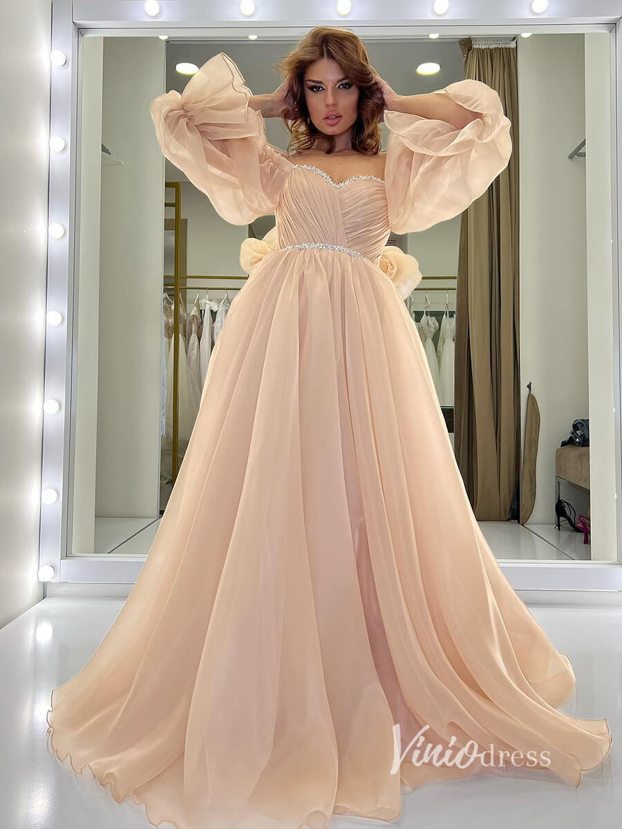 Blush Pink Organza Wedding Dress for Photography VW2114-wedding dresses 2025 -Viniodress-Blush Pink-Custom Size-