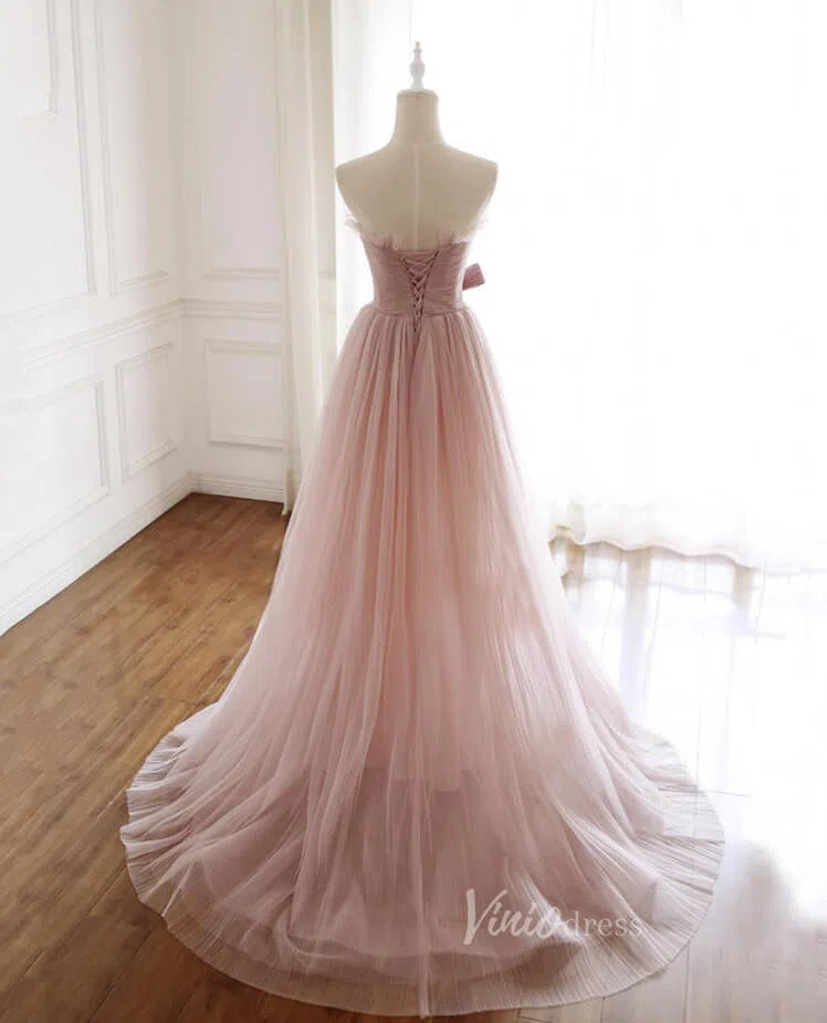 Blush Pink Tulle Prom Dresses Formal Evening Dress FD1663-prom dresses 2025 -Viniodress-Pink-Custom Size-