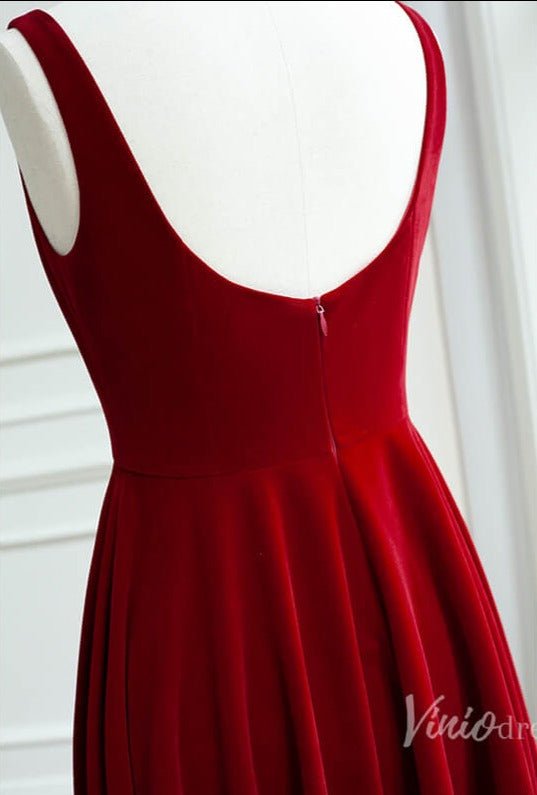 Burgundy Velvet Sheath Prom Dresses Square Neck Maxi Dress FD4029-prom dresses 2025 -Viniodress-Burgundy-Custom Size-