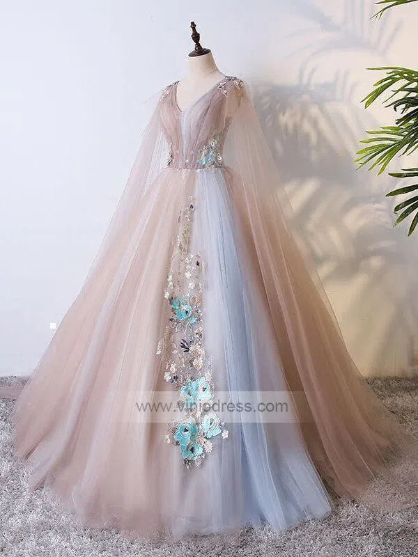 Cape Sleeve Prom Gown Quinceanera Dresses FD1060-prom dresses 2025 -Viniodress-As Picture-Custom Size-