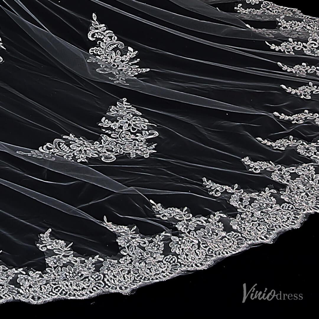 Cathedral Length Bridal Veil with Blusher Viniodress TS1909-Bridal Veil 2025 -Viniodress-Ivory-