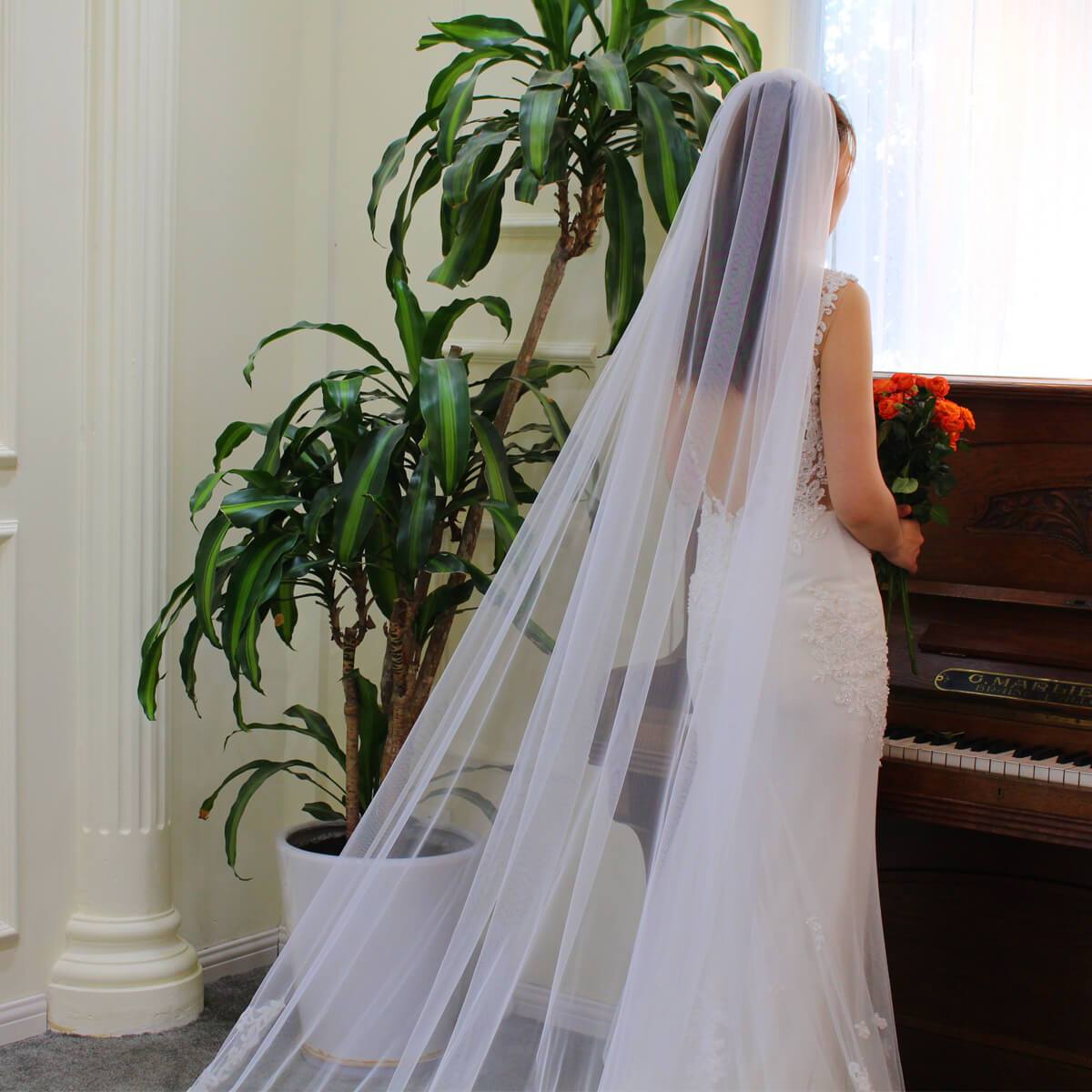 Cathedral Length Spanish Mantilla Veil Viniodress V685-Bridal Veil 2025 -Viniodress-Ivory-