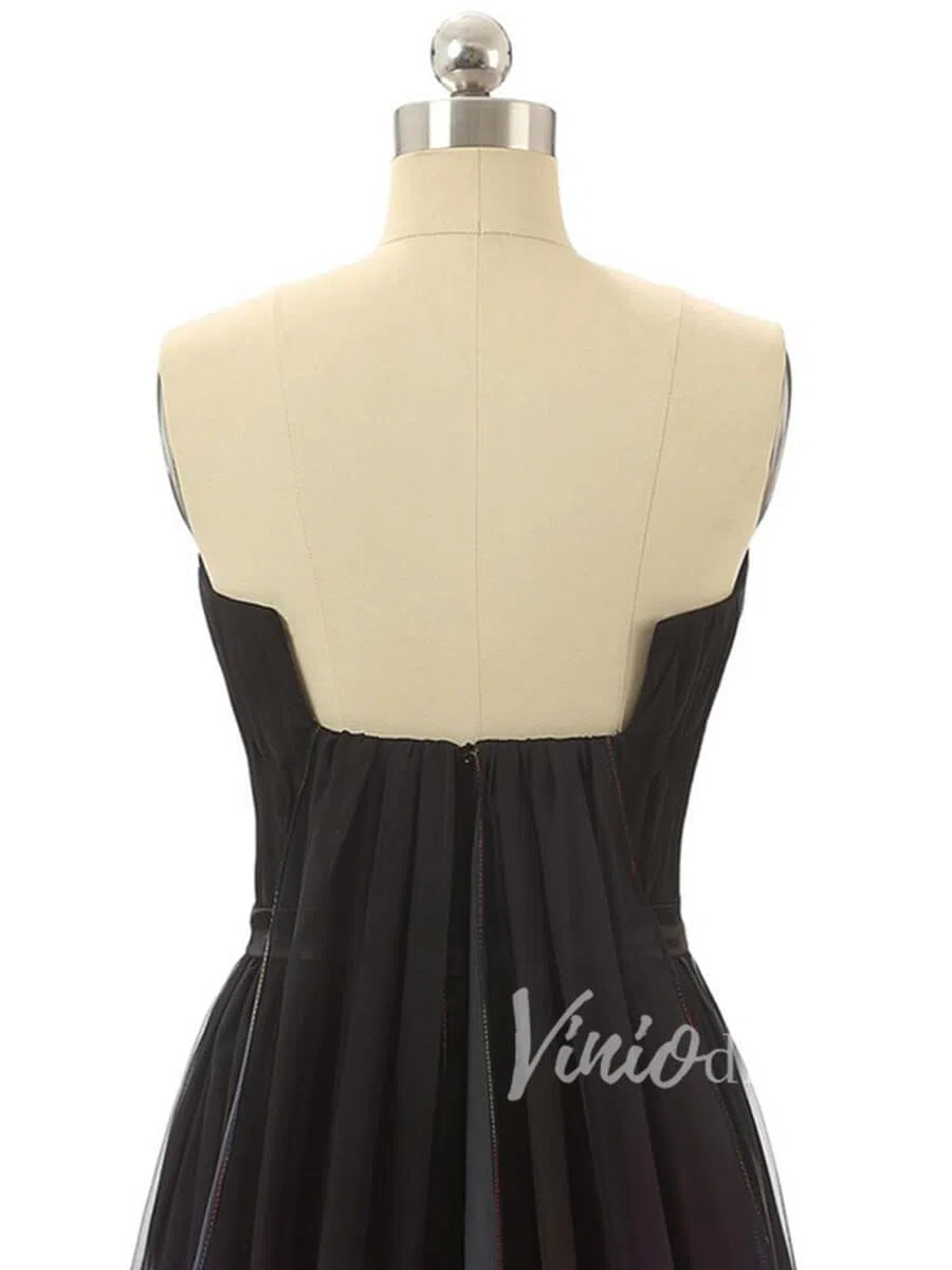 Celebrity Style Ombre Prom Dresses Strapless FD1525-prom dresses 2025 -Viniodress-Black-Custom Size-