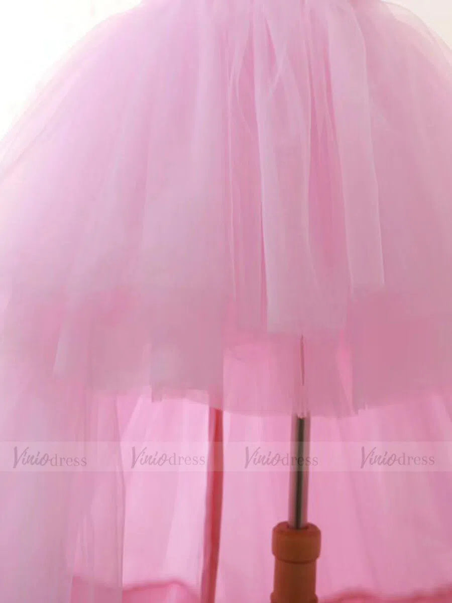 Chic Spaghetti Strap Pink High Low Prom Dresses FD1472-prom dresses 2025 -Viniodress-Pink-Custom Size-