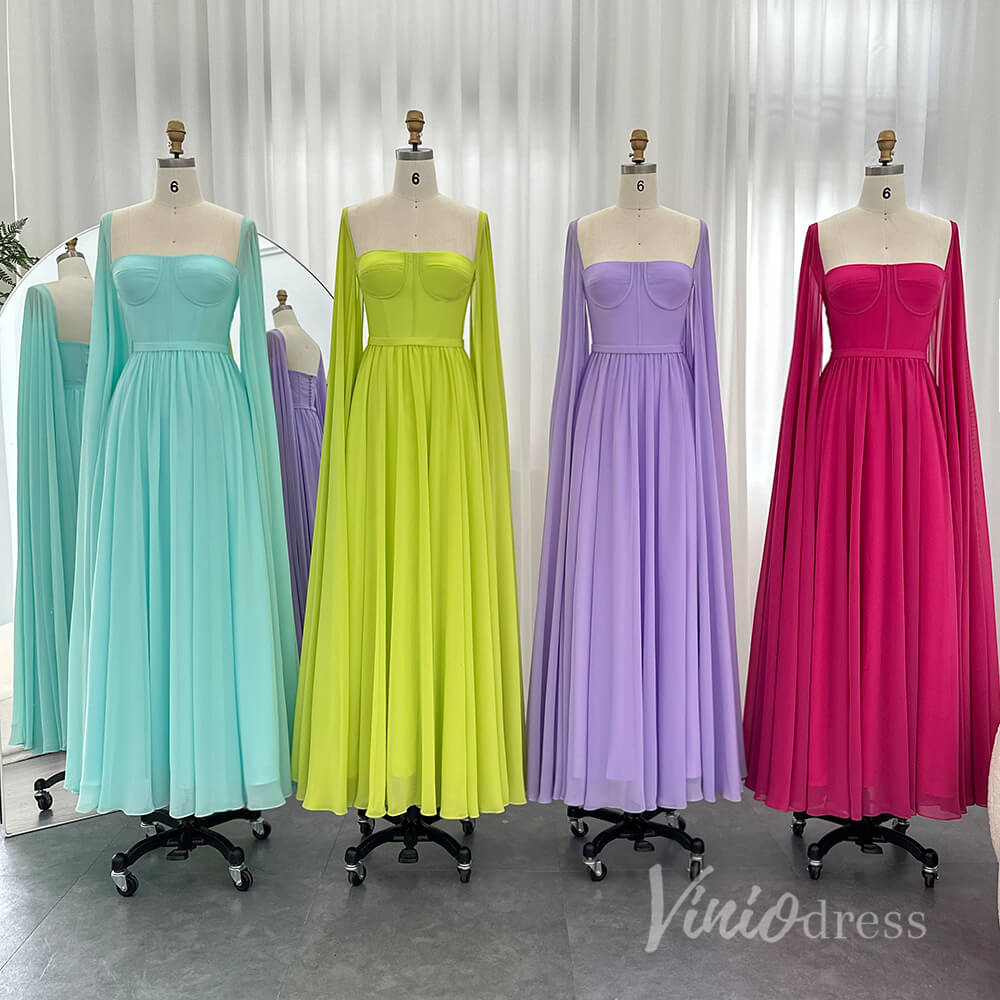 Chiffon Sheath Extra Long Sleeve Prom Dresses Mother of the Bride Dres –  Viniodress