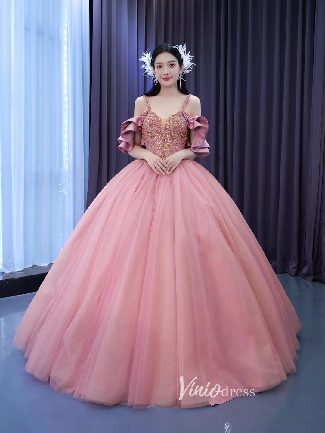 Convertible Pink Sweet 16 Dress Cinderella Ball Gown Debut Dresses 222 –  Viniodress
