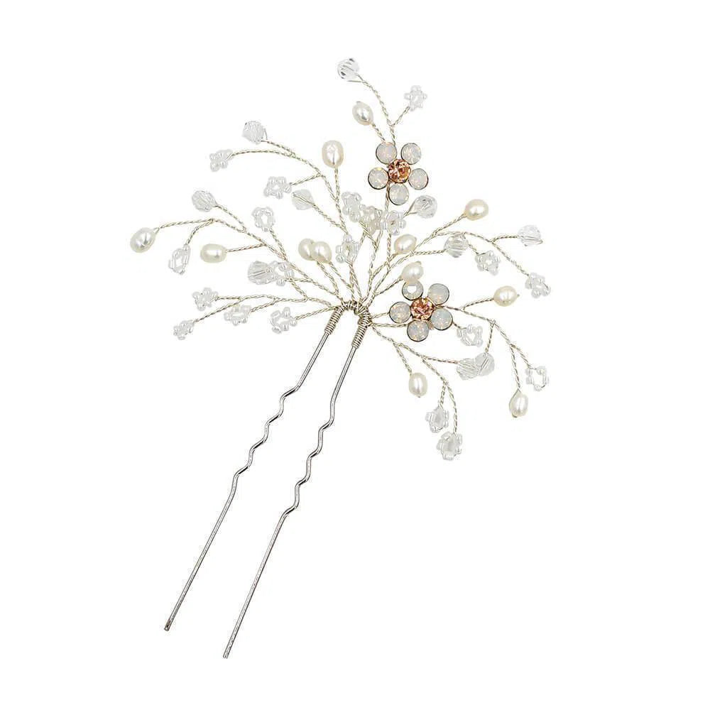 Crystal Scattered Sprig Hairpin Viniodress ACC1122-Headpieces 2025 -Viniodress-Silver-