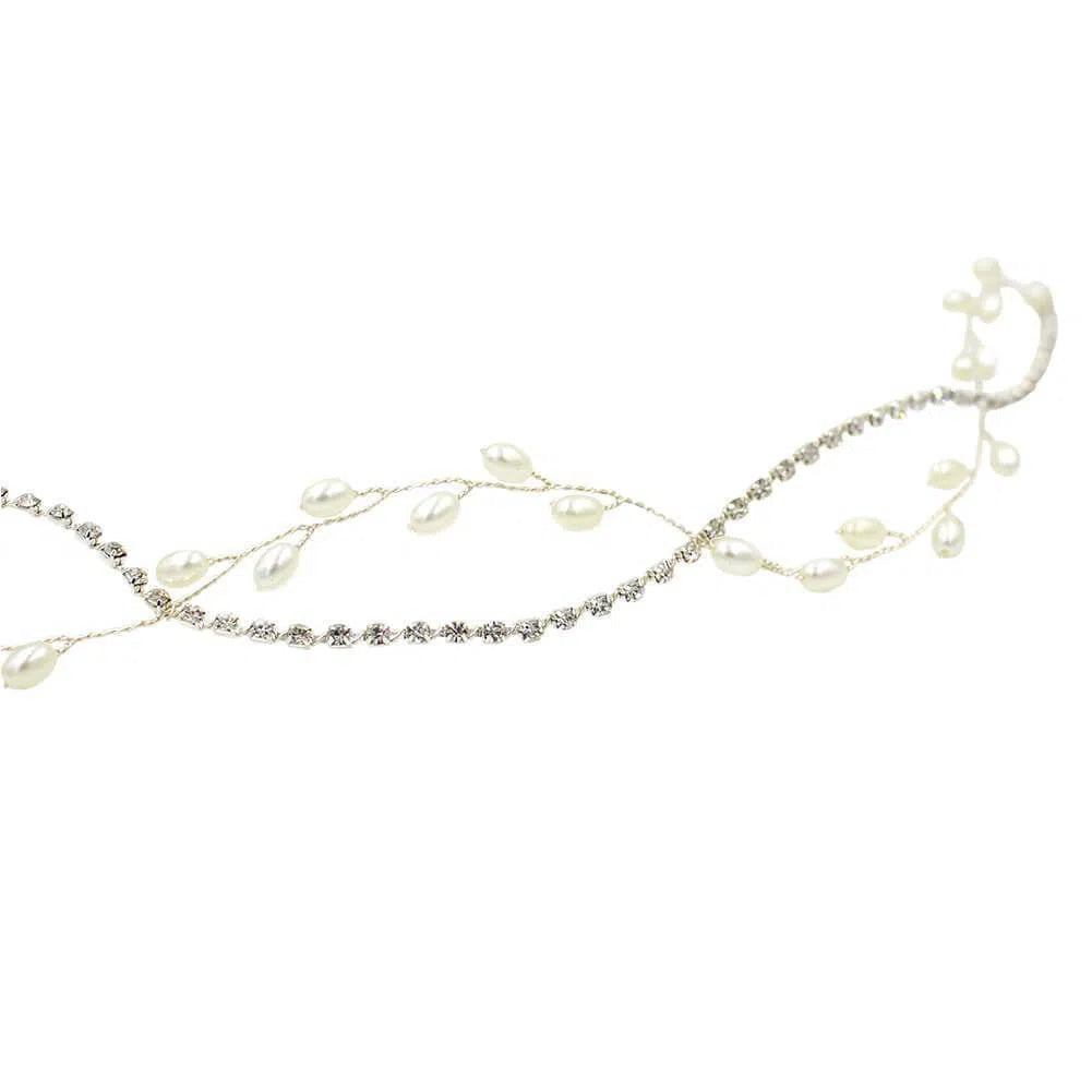 Crystals Bridal Headband with Pearls Viniodress ACC1090-Headpieces 2025 -Viniodress-Silver-