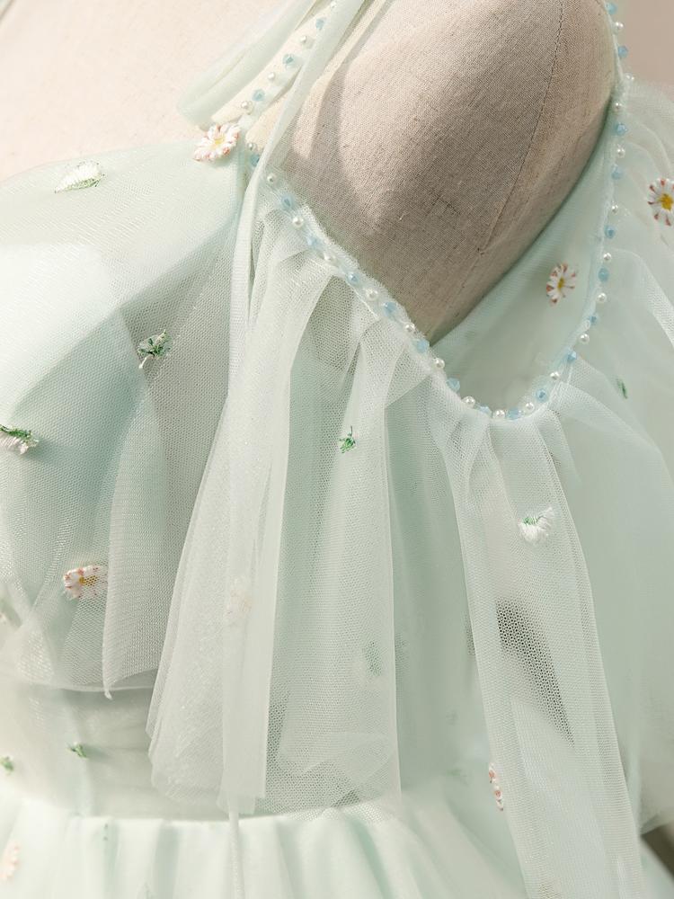 Cute Mint Lace Homecoming Dresses Off Shoulder Sleeve Graduation Dress SD1381-Homecoming Dresses 2025 -VINIODRESS-US2-Mint-