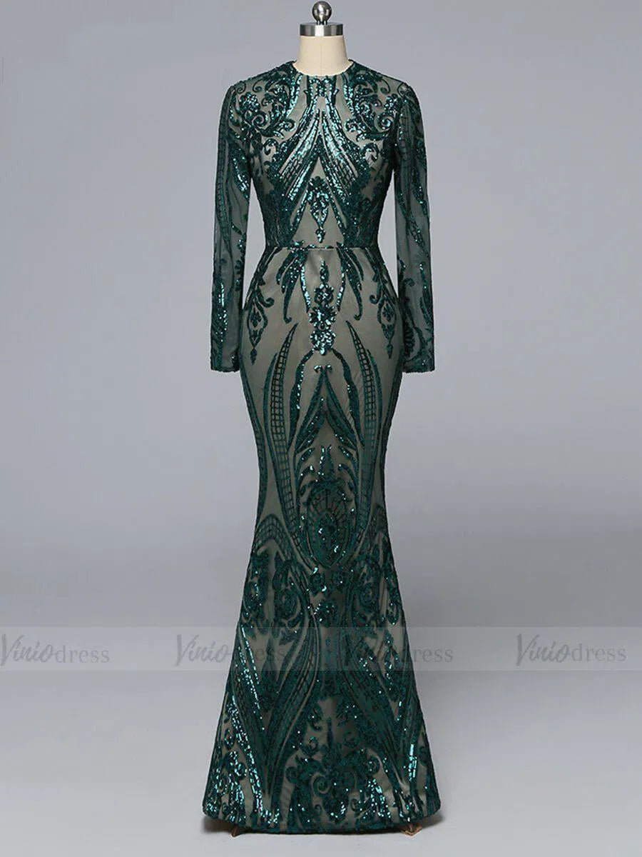 Detachable Burgundy Sequin Prom Dresses with Long Sleeves FD1633-prom dresses 2025 -Viniodress-Burgundy-Custom Size-