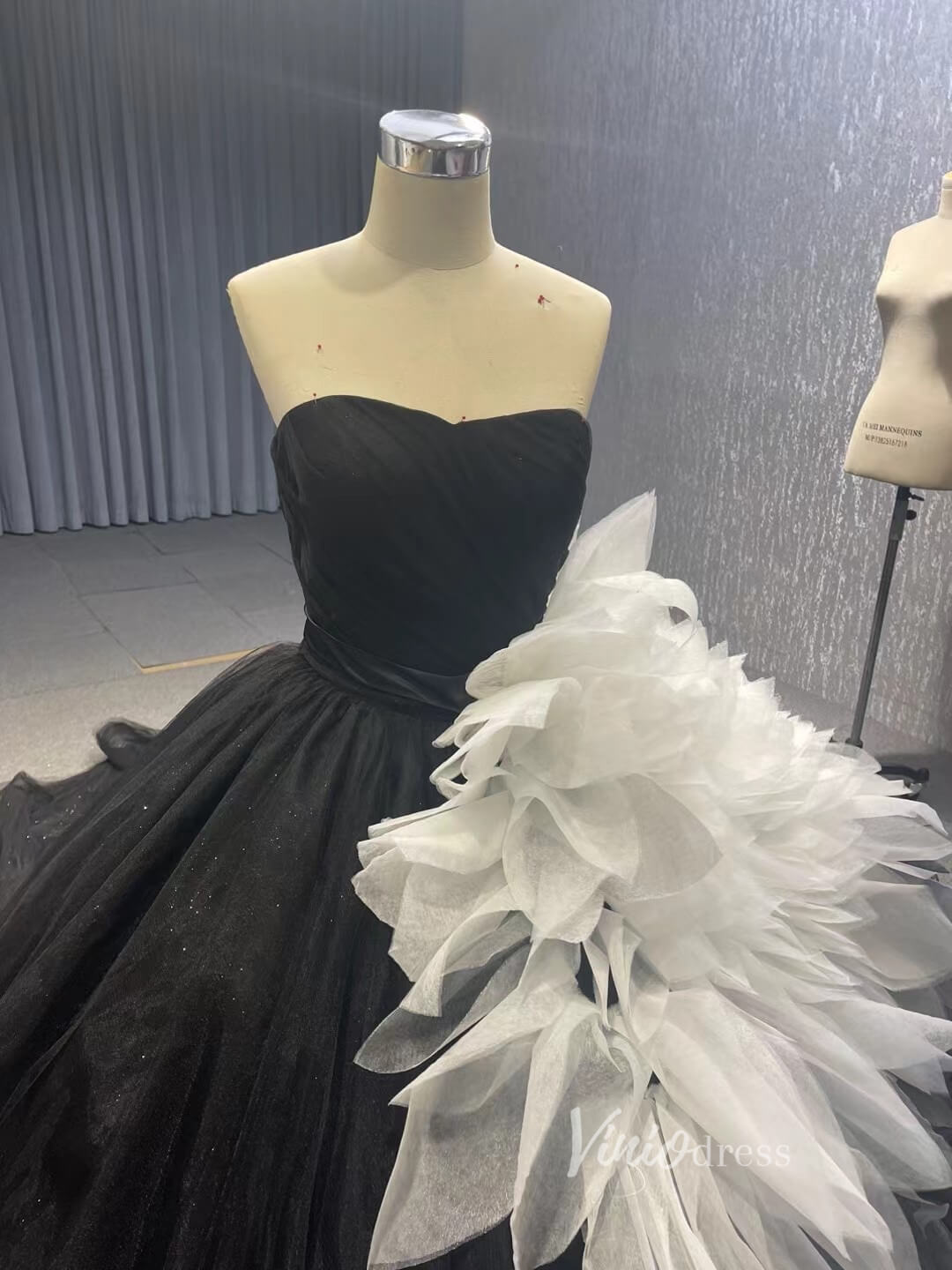 Dusty Blue Detachable Blossom Wedding Dresses Strapless Tiered Quinceanera Dress 231088-Quinceanera Dresses 2025 -Viniodress-Dusty Blue-Custom Size-