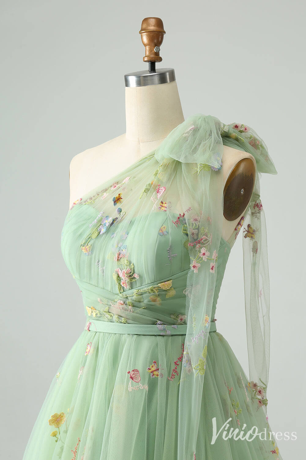 Dusty Blue One Shoulder Homecoming Dresses Lace Applique Back to School Dress S24022-prom dresses 2025 -Viniodress-Dusty Blue-Custom Size-