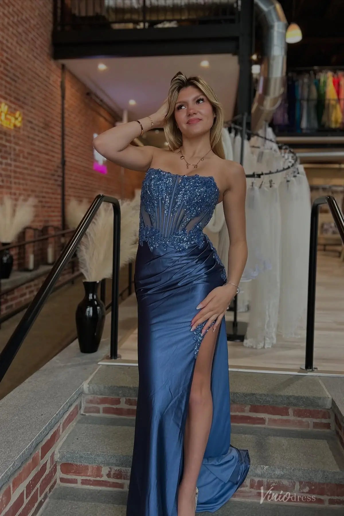 SS203-Prom Dresses 2026-Viniodress-Navy-Custom Size-