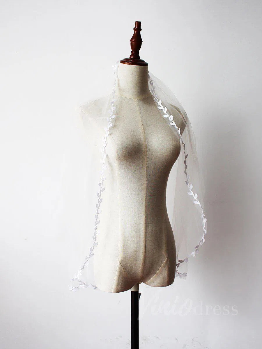 Elbow Length Boho Wedding Veils for Brides AC1013-Bridal Veil 2025 -Viniodress-Ivory-