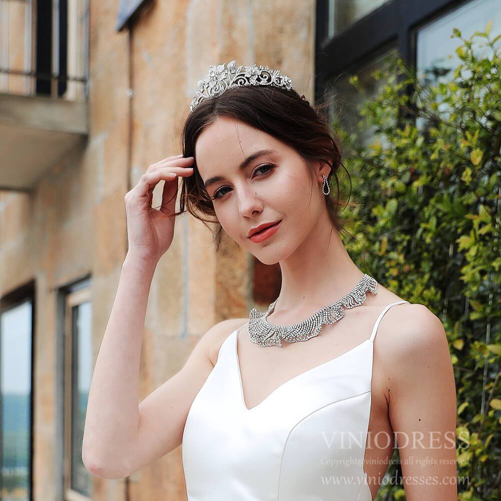 Elegant Crystal Bridal Tiaras AC1245-Headpieces 2025 -Viniodress-Silver-