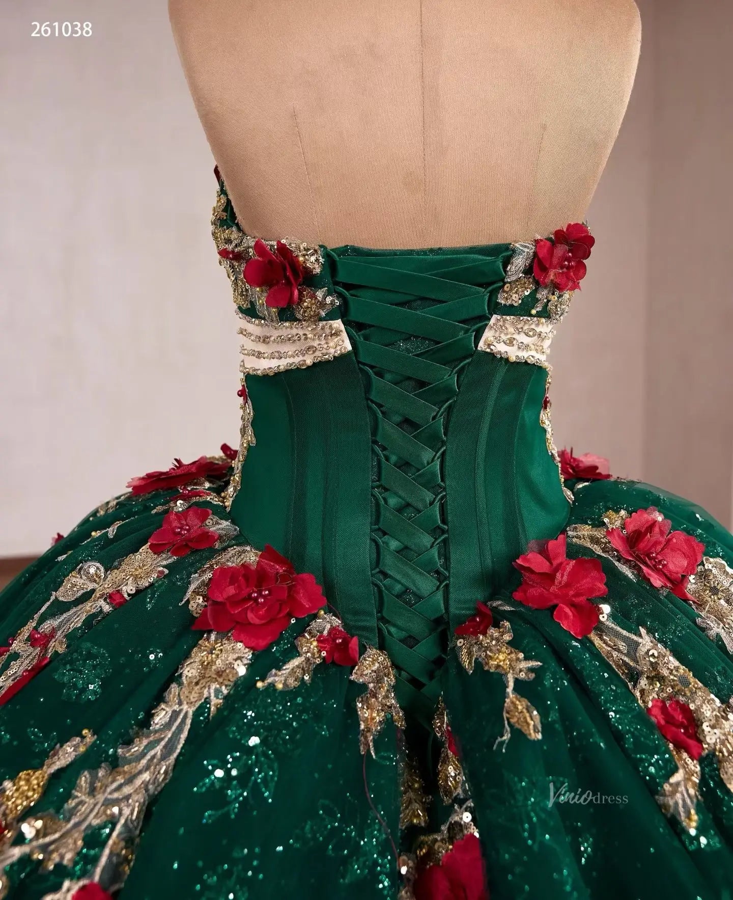 261038 80cm green wedding dress-Quinceanera Dresses 2026-Viniodress-Emerald-Custom Size – Add Measurements in Cart-