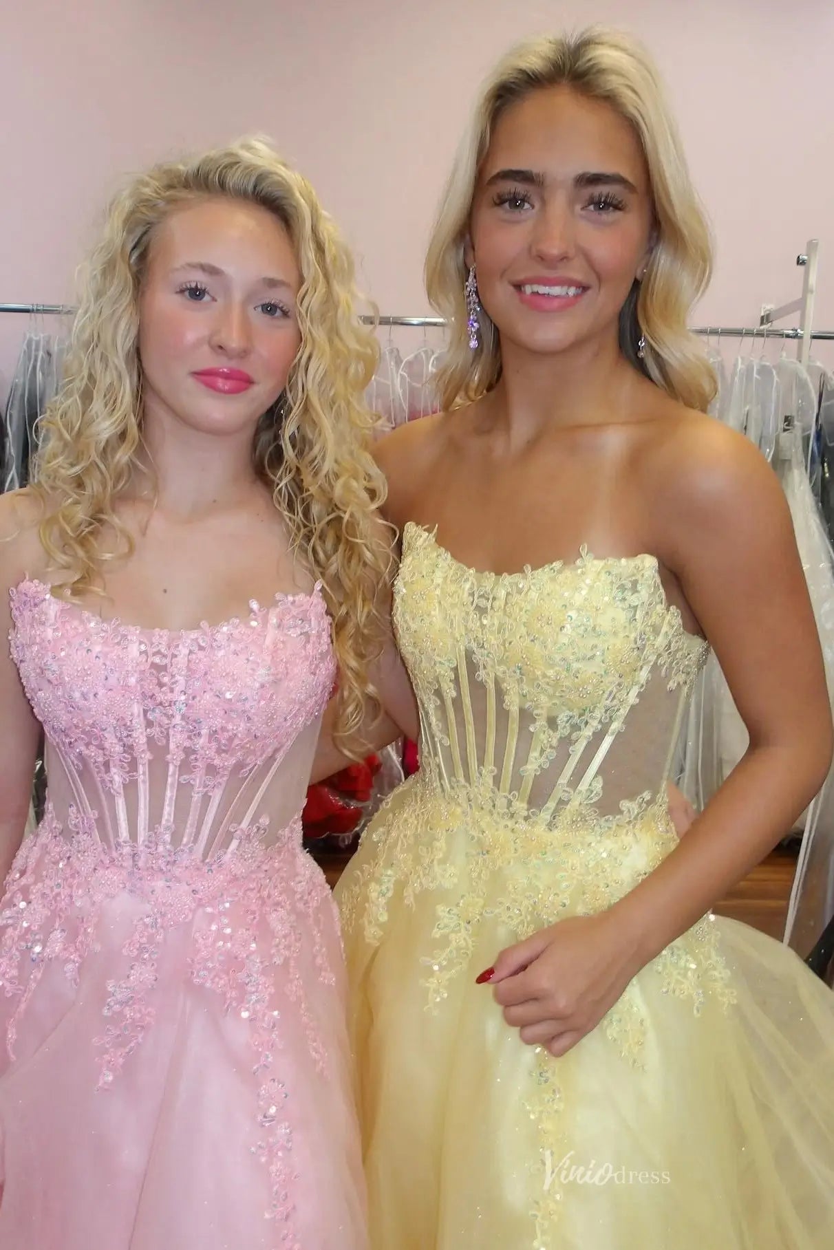 TU004-prom dresses 2026-Viniodress-Pink-Custom Size-