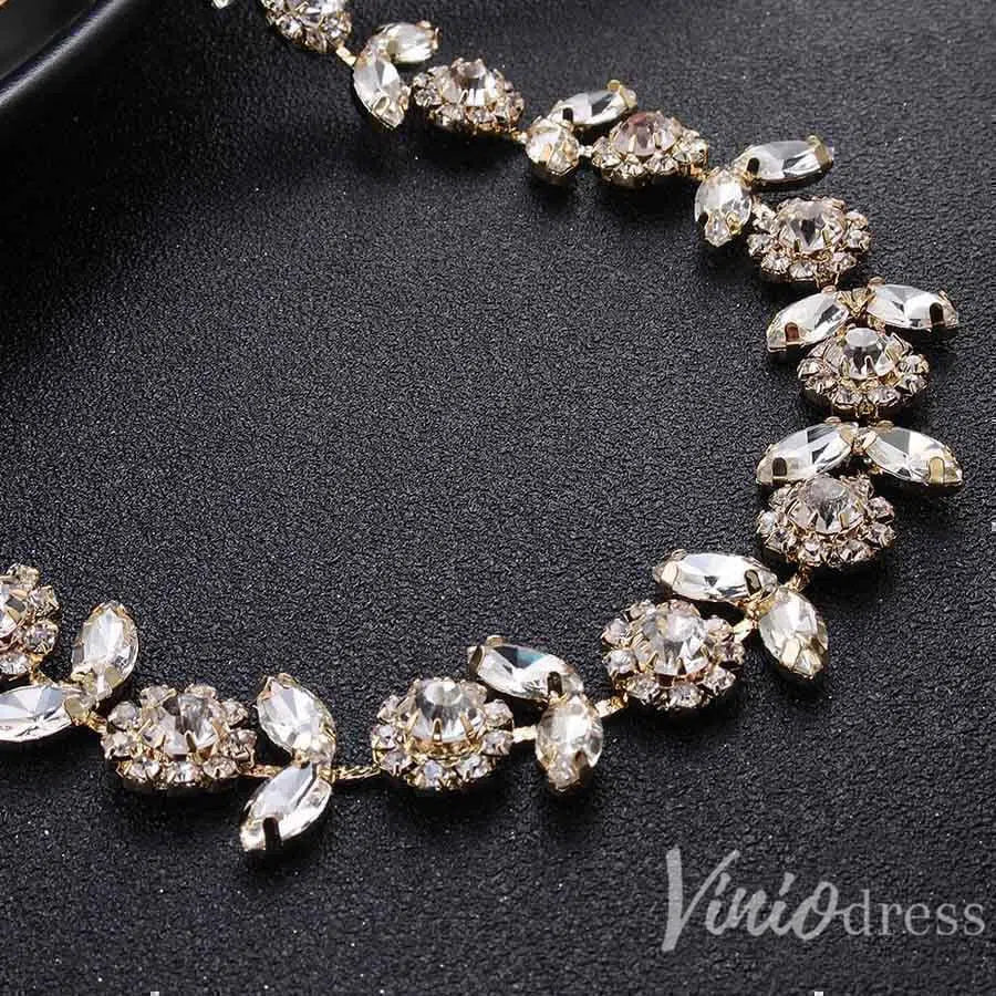 Glittering Rhinestone Bridal Sashes Viniodress AC1090-Sashes & Belts 2025 -Viniodress-Gold-