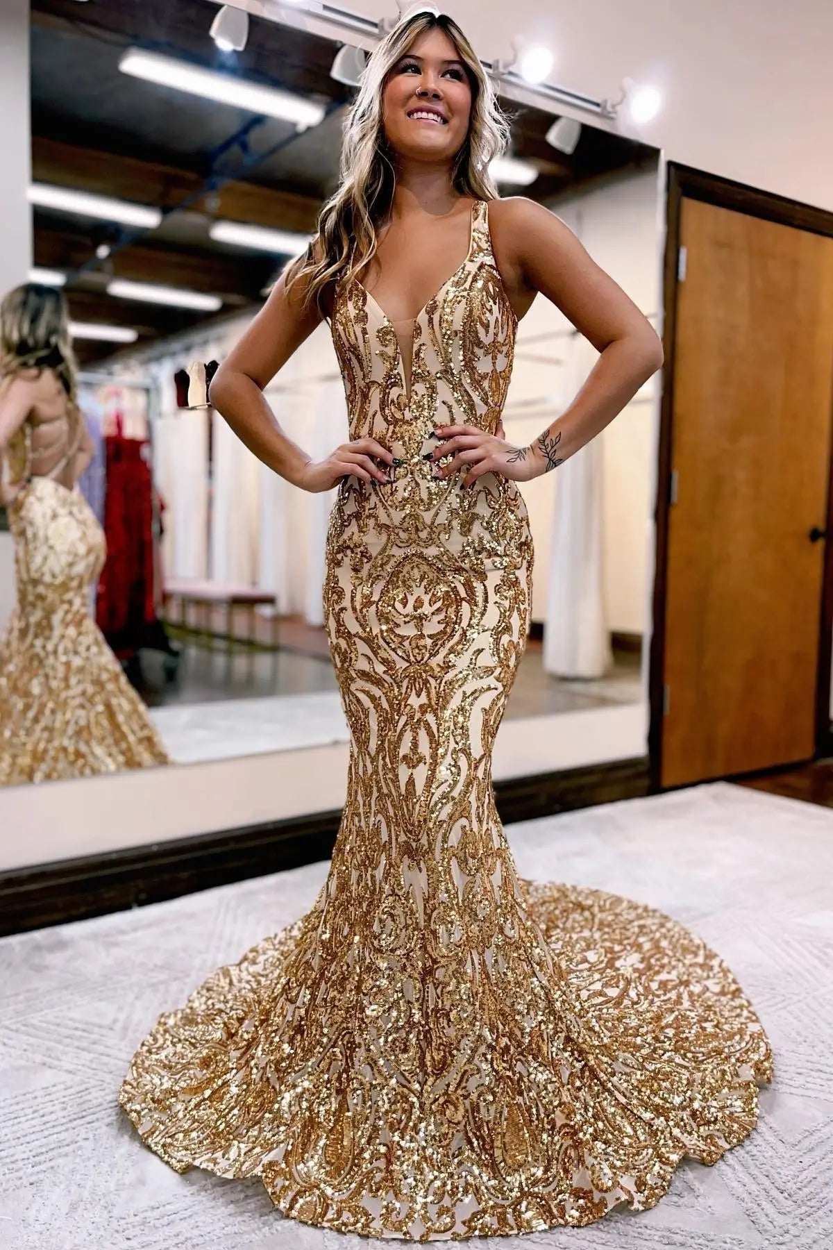 best dresses at golden globes Amarra 88401 - Long Metallic Sheath Dress main image 1
