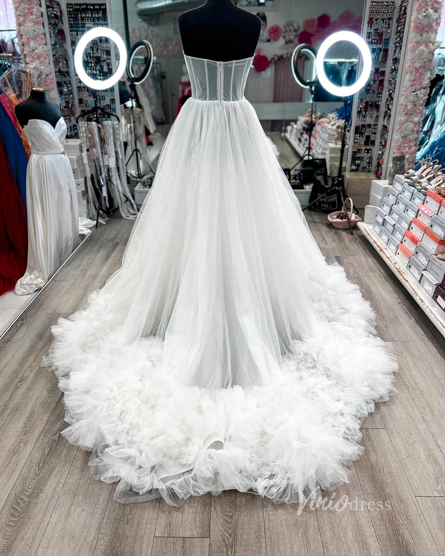 Gorgeous Black Tiered Prom Dresses Strapless Ruffle Tulle Ball Gown FD3616-prom dresses 2025 -Viniodress-Black-Custom Size-