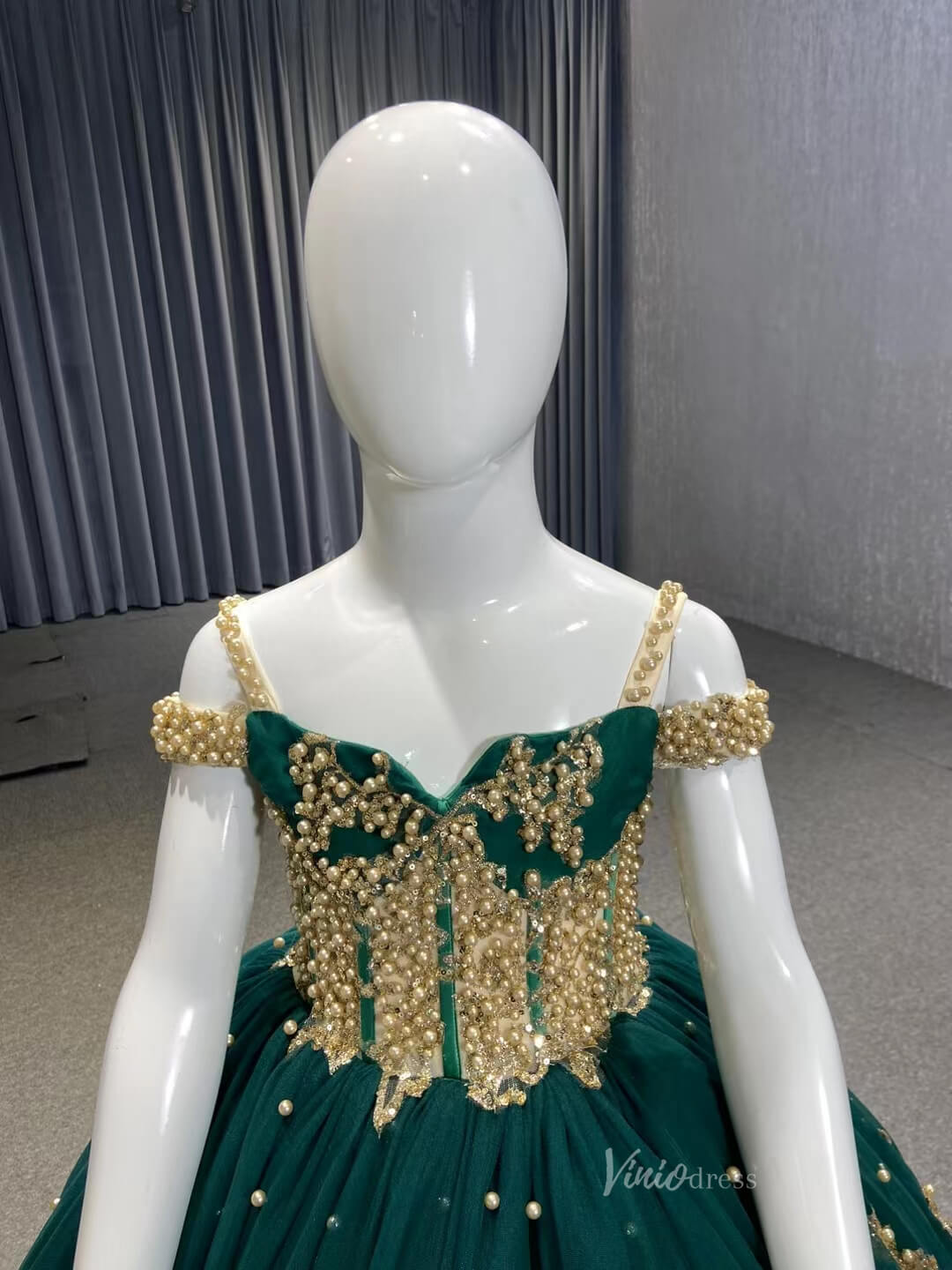 Green Little Girls Pageant Dresses Ball Gown Princess Dress 222194K for kids-Pageant Dresses for Kids 2025 -Viniodress-Green-Custom Size-