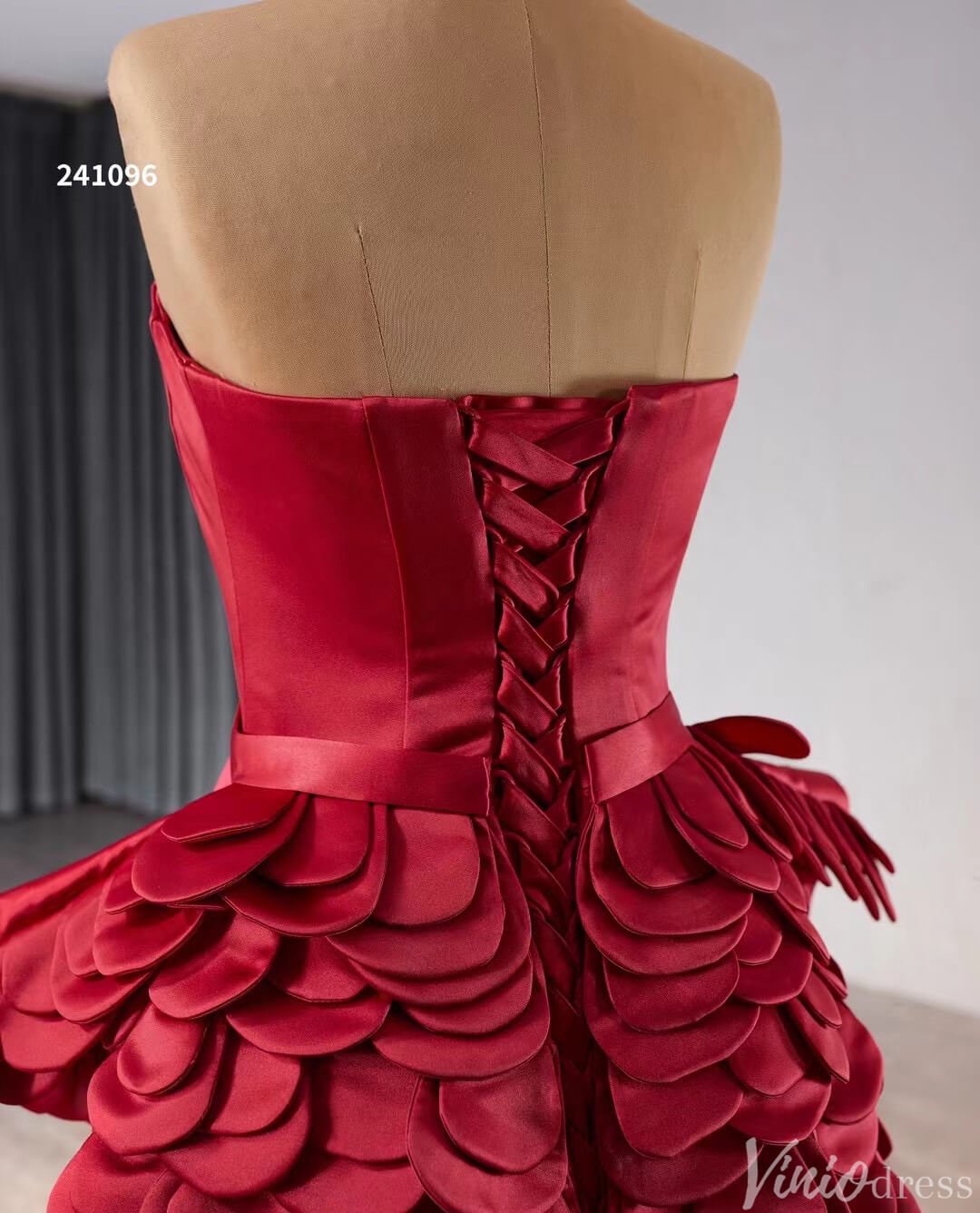 Haute Couture Red Mermaid Wedding Dresses Tiered Petal Pageant Gown 241096-Prom Dresses 2025 -Viniodress-Red-Custom Size-