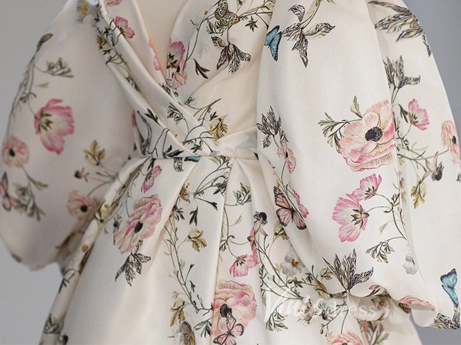 Ivory Floral Satin Wedding Dresses Off the Shoulder Long Sleeve Formal Dress FD3224-Couture Gown 2025 -Viniodress-Ivory-Custom Size-