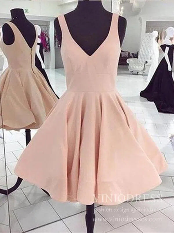 Knee Length Yellow Graduation Dresses for Teens V Neck Hoco Dress SD1273-Homecoming Dresses 2025 -Viniodress-Yellow-Custom Size-