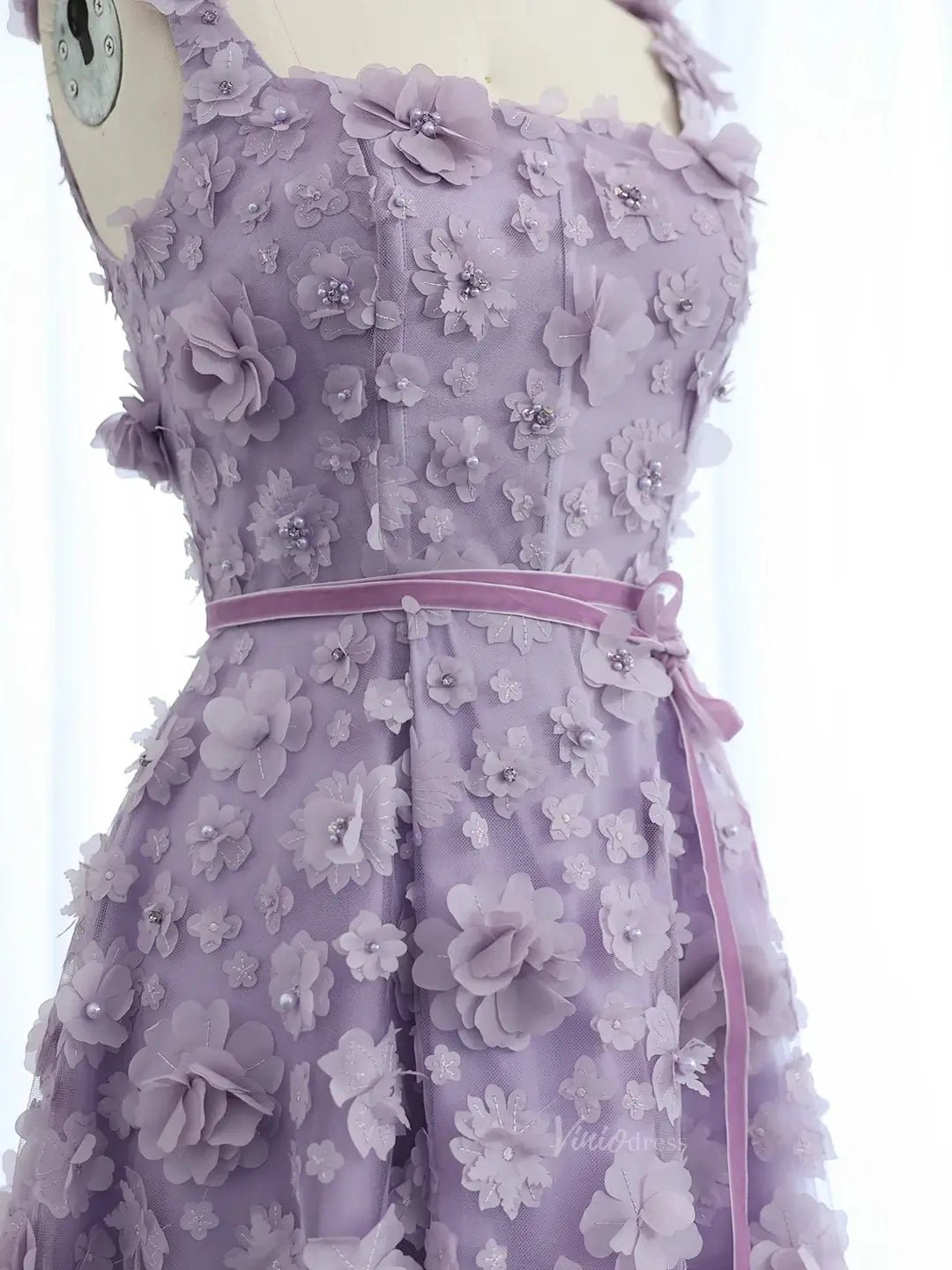 Lavender Ethereal Prom Dresses 3D Floral Formal Dresses, Square Neck, A-line BD058-prom dresses 2025 -Viniodress-Lavender-Custom Size-