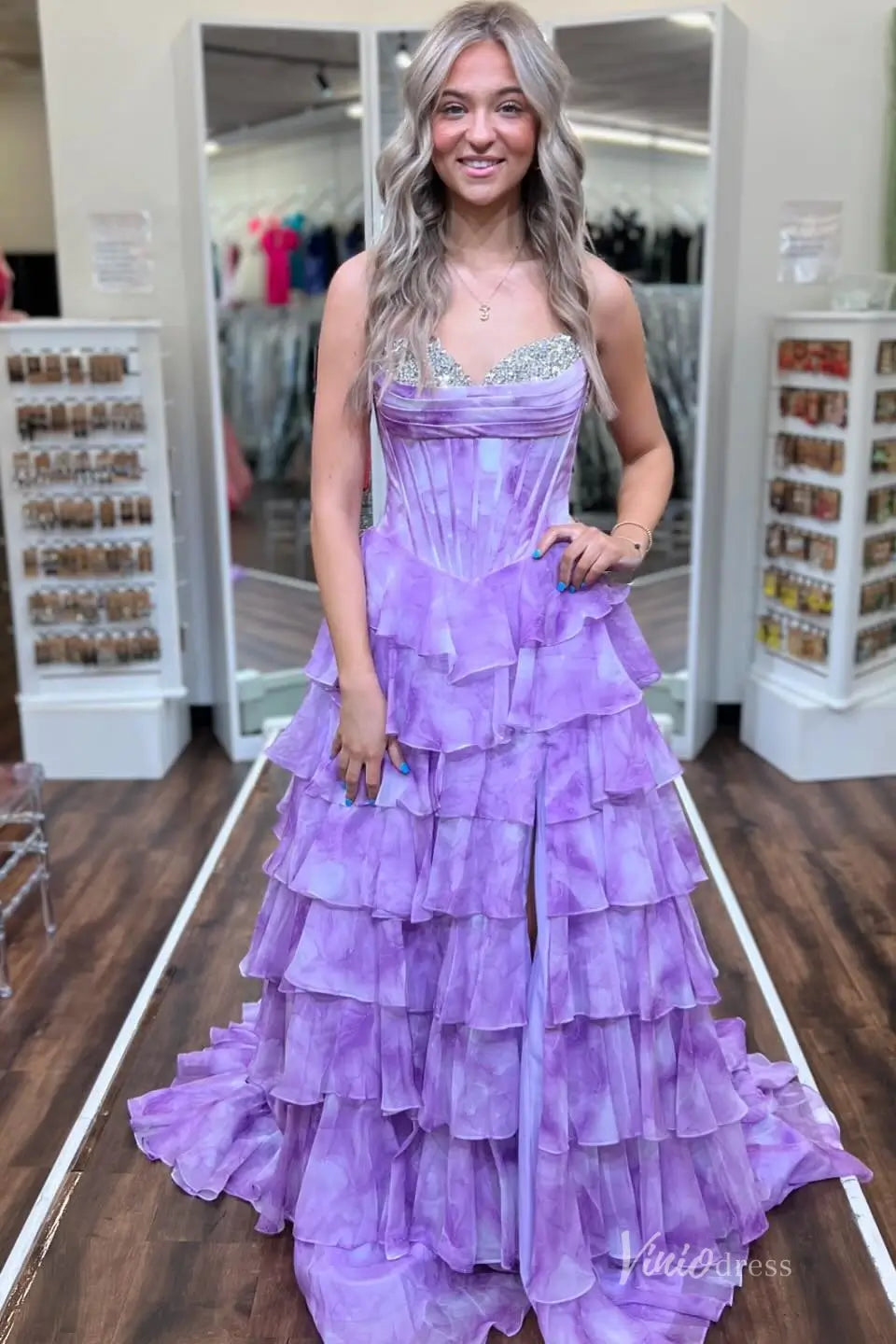 open lace back dress Pastel Glitter Prom Dress: Cinderella Couture 8079J Pink / XSmall