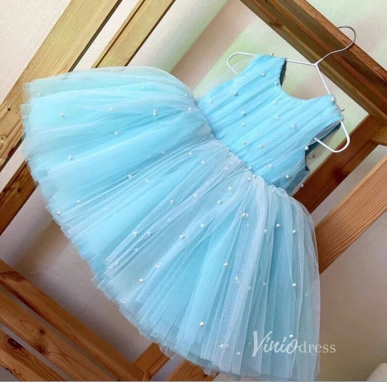 Light Aqua Blue Pearl Flower Girl Dresses GL1119-flower girl dresses 2025 -Viniodress-Aqua-Custom Size-